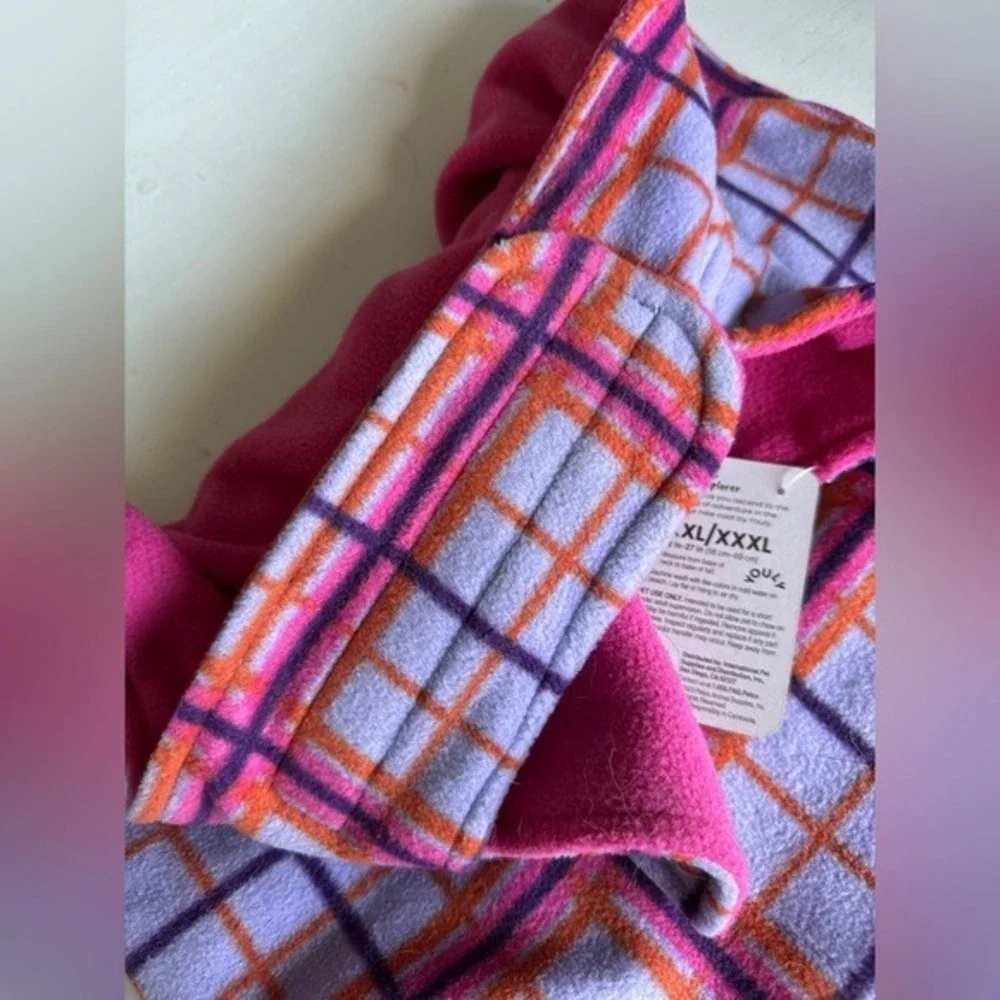 New Plaid Dog Sweater Pink‎ Purple Checkered Pet Winter Accessory NWT